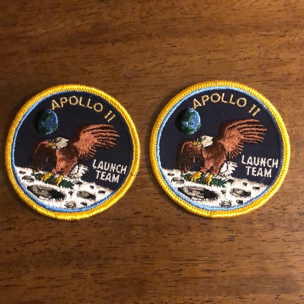 2x Apollo 11 Embroidered Patch 3" NASA Space Moon Lunar Eagle Launch Team